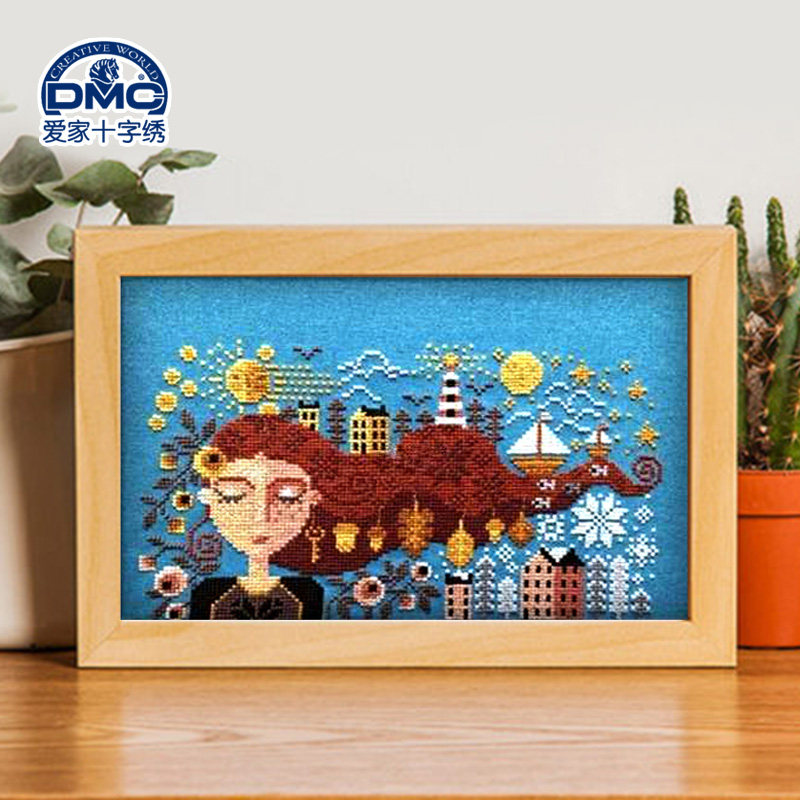 法国dmc十字绣套件 人物 客厅卧室 精准印花 梦中女孩-冬季
