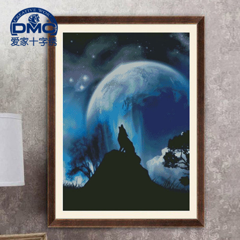 DMC十字绣套件  客厅 卧室 精准印花 狼图腾之黑夜