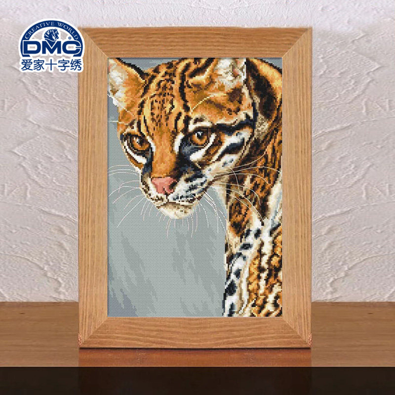 法国dmc十字绣套件 植物花卉 客厅卧室 精准印花 动物系列豹猫