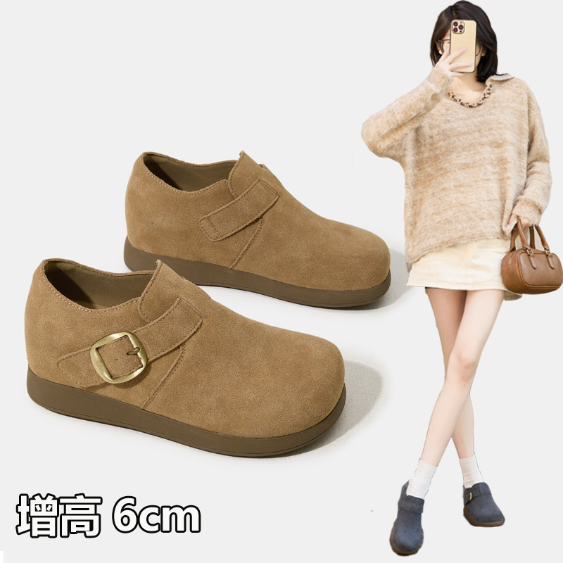 2026春季复古小个子内增高勃肯鞋真皮厚底6厘米乐福鞋女小码3233,女鞋,勃肯鞋/软木鞋,淘宝优惠券,粉丝福利购,淘宝优惠卷