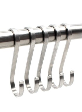 304不锈钢挂钩s扁钩卡口防掉挂钩厨房单免打孔腊肉单勾子衣钩S型