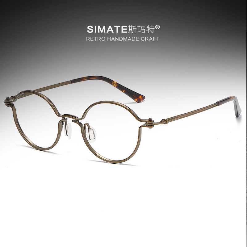 眼镜框圆形手工日系设计师