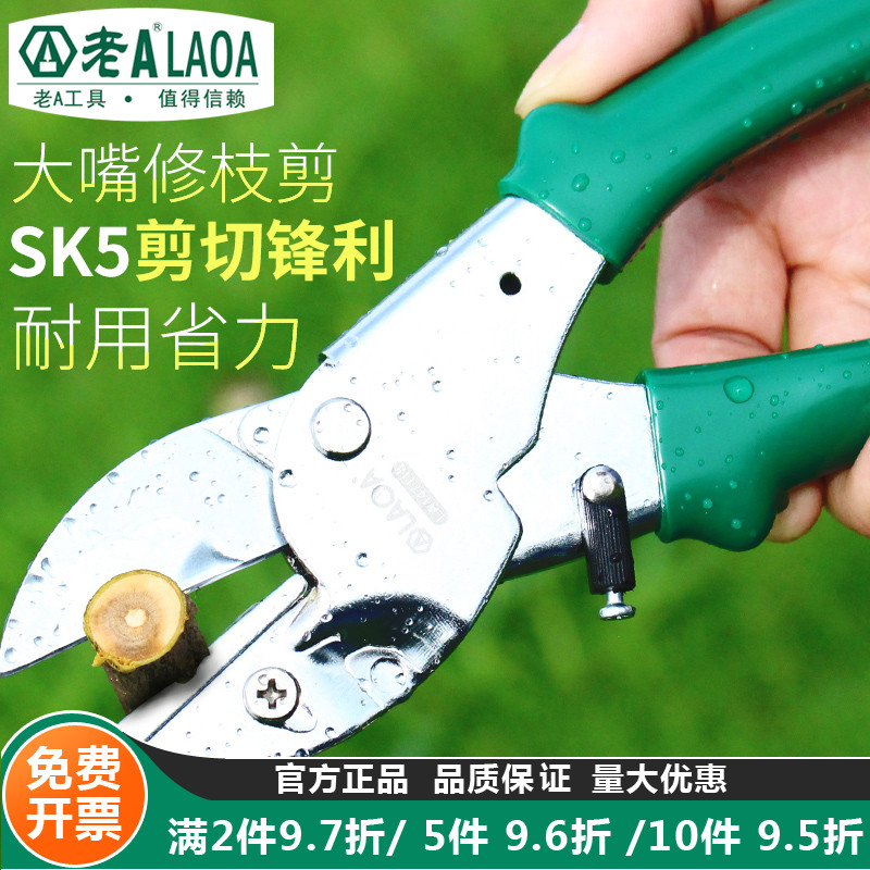 老A园艺剪刀8寸树枝剪刀果枝剪园林剪刀修花剪刀修枝摘果剪刀