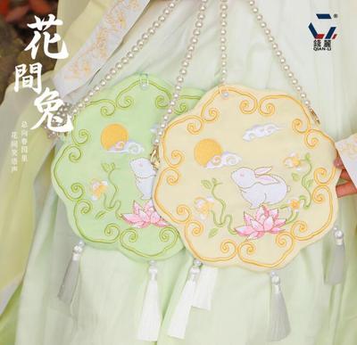 花间兔汉服刺绣斜挎包单肩布包儿童斜跨包包成人手机包包古风古装