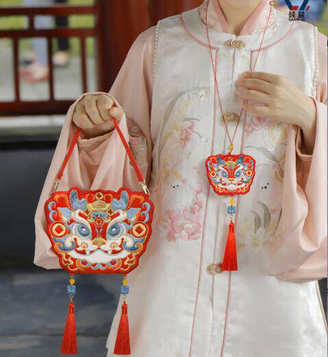 古风龙汉服包包刺绣龙女童唐装斜跨红包儿童古装新年喜庆斜挎包