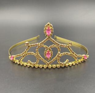 女童皇冠头饰儿童金粉色王冠生日演出公主宝宝钻发箍头箍女孩发饰