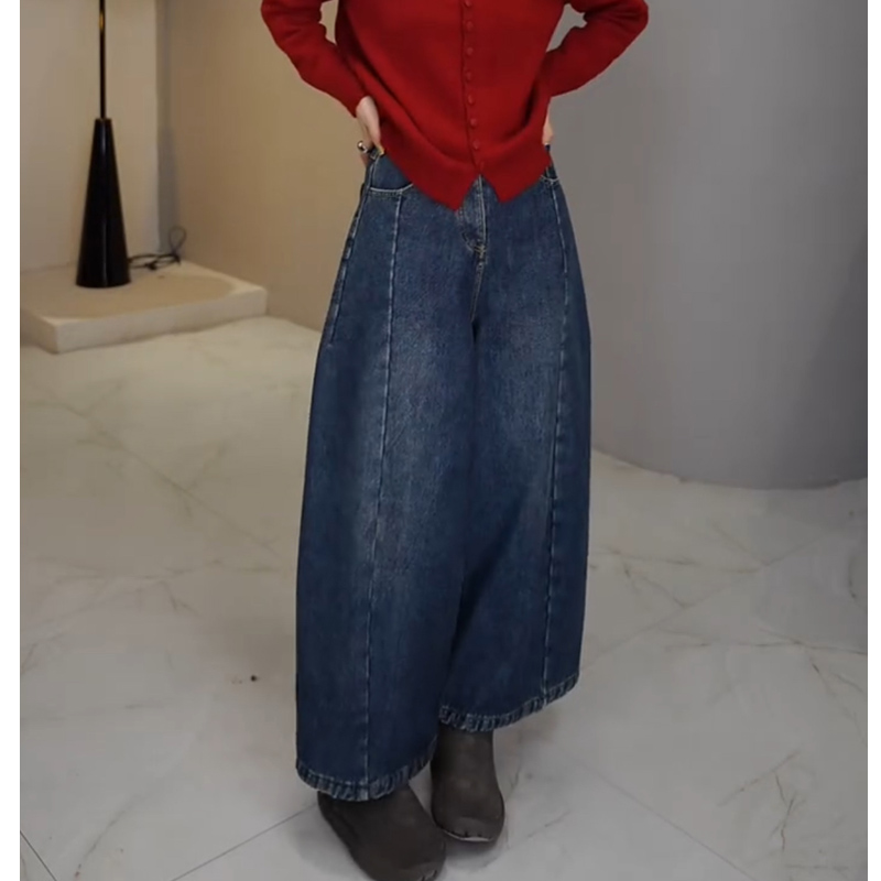 2025年冬季新款宽松阔腿牛仔裤女