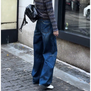 裤 新款 子显瘦高腰长裤 百搭宽松直筒裤 牛仔裤 蓝色时尚 女士2026春季