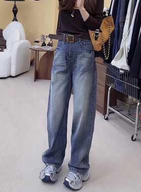 牛仔裤女2026年春季新款裤子显瘦高腰爆款蓝色时尚百搭宽松直筒裤