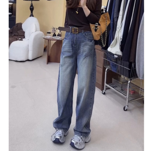 裤 新款 子显瘦高腰爆款 蓝色时尚 牛仔裤 百搭宽松直筒裤 女2026年春季