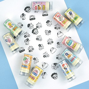 韩国pinkfoot目标达成可爱免印泥黑墨印章手账素材diy装饰图章