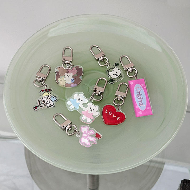 韩国mazzzzy可爱小熊卡通透明亚克力钥匙扣AirPods小挂件女包配饰,服饰配件/皮带/帽子/围巾,钥匙扣,淘宝优惠券,粉丝福利购,淘宝优惠卷