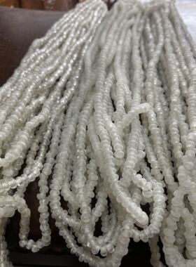 diy老琉璃磨砂水晶白色古董珠