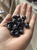 民国老琉璃珠手工黑色点彩老琉璃珠子11mm蘸花老琉璃手串配珠散珠