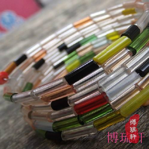 多色长管型老琉璃珠子 门帘珠子直径4mm10元500粒