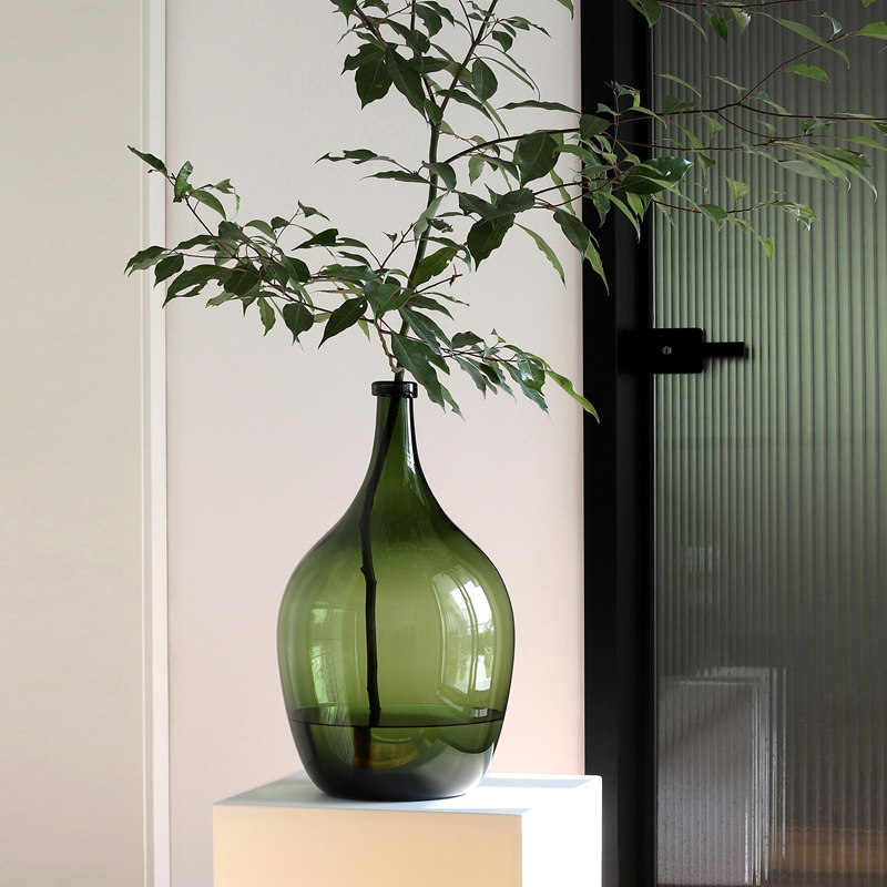 北欧艺术装饰绿色棕色卷口大肚花瓶出口日本马醉木吊钟特大落地花,家居饰品,花瓶,淘宝优惠券,粉丝福利购,淘宝优惠卷