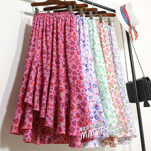 不规则碎花半身裙女夏季2025新款夏天雪纺裙子鱼尾裙长裙半裙花裙