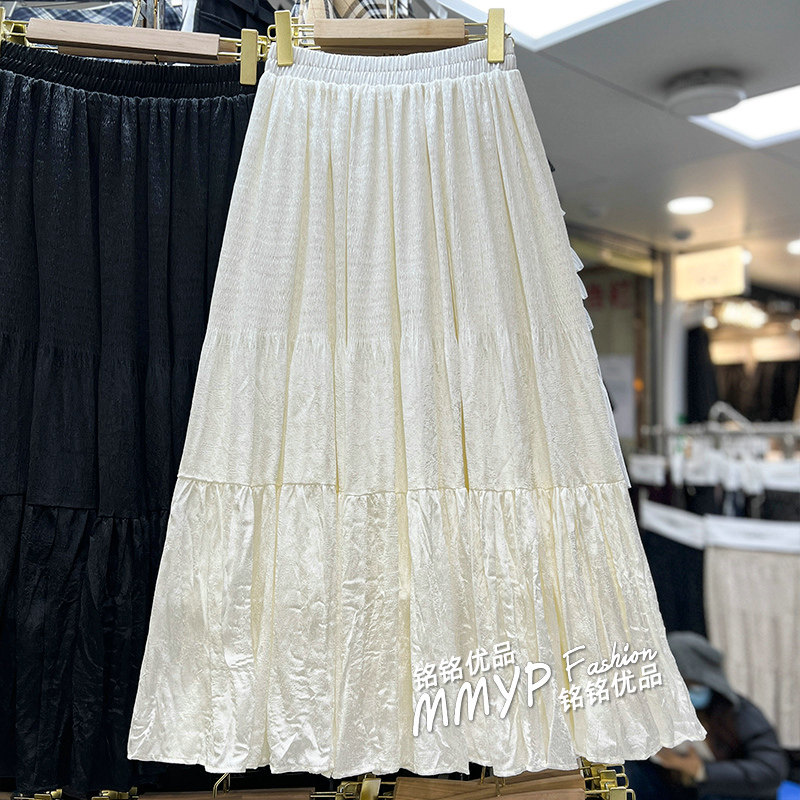 法式好看拼接A字大摆半身裙2026春季新款高腰显瘦垂感褶皱长裙子,女装/女士精品,半身裙,淘宝优惠券,粉丝福利购,淘宝优惠卷