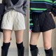 子 女2025秋冬抽绳松紧腰宽松阔腿裤 冬天新款 加厚保暖菱格夹棉短裤