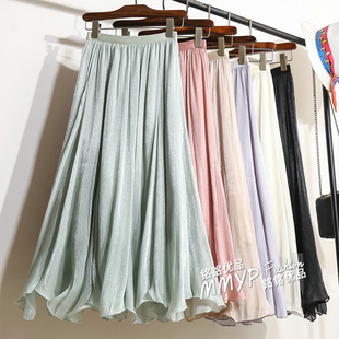 秋冬新款独特流行流光欧根纱半身裙女2025小个子A字裙子纱裙长裙