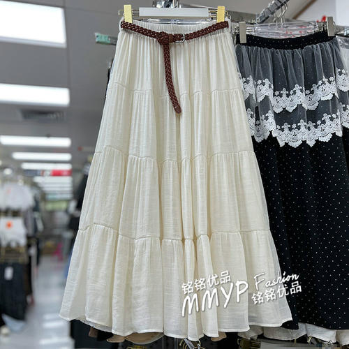 今年流行绝美！仿棉麻蛋糕半身裙