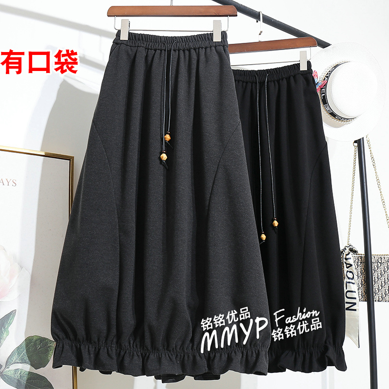 超好看！灰色毛呢花苞裙半身裙