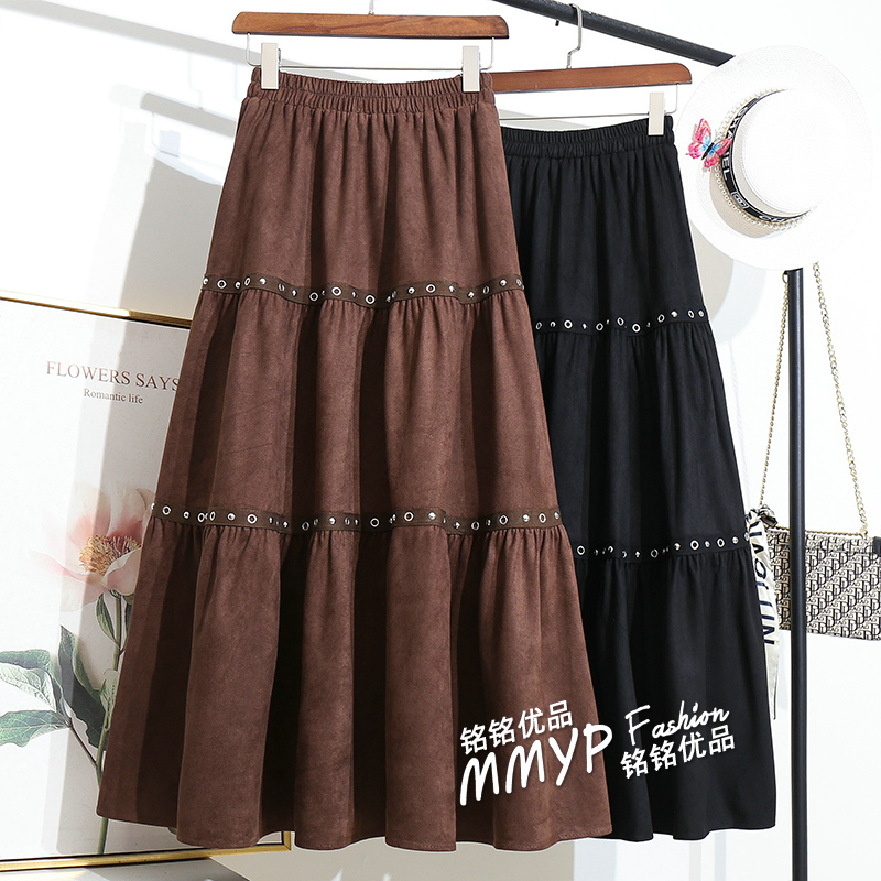 梨形伯克利裙子麂皮绒蛋糕半身裙