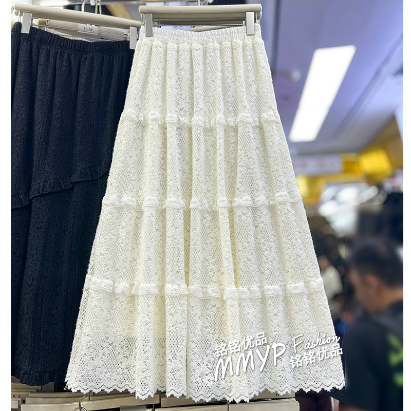 绝美磨毛蕾丝拼接半身裙