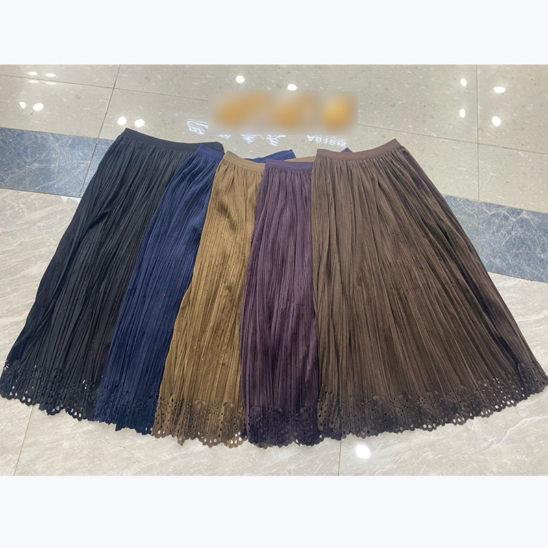 设计感烫钻细褶丝绒半身裙女秋冬2025新款高腰褶皱A字百褶裙长裙,女装/女士精品,半身裙,淘宝优惠券,粉丝福利购,淘宝优惠卷