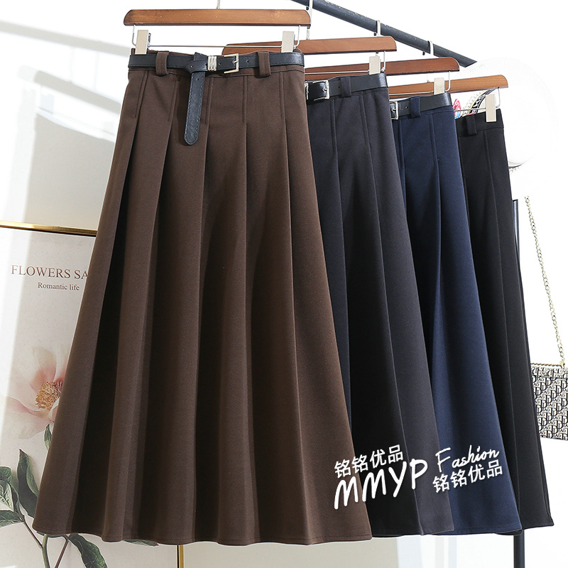 高货！加厚毛呢百褶裙半身裙长裙