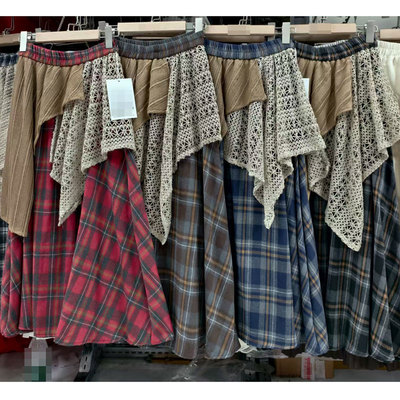 设计感不规则复古格子半身裙女2025冬季新款格纹大摆裙子半裙冬裙