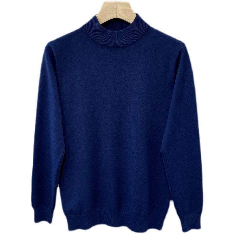 AUTUMN AND WINTER KOREAN FASHION MENS HALF-HIGH COLLAR PULLOVER SWEATER SOLID COLOR CASUAL BASIC MID-COLLAR BOTTOMING KNITTED SWEATER TIDE