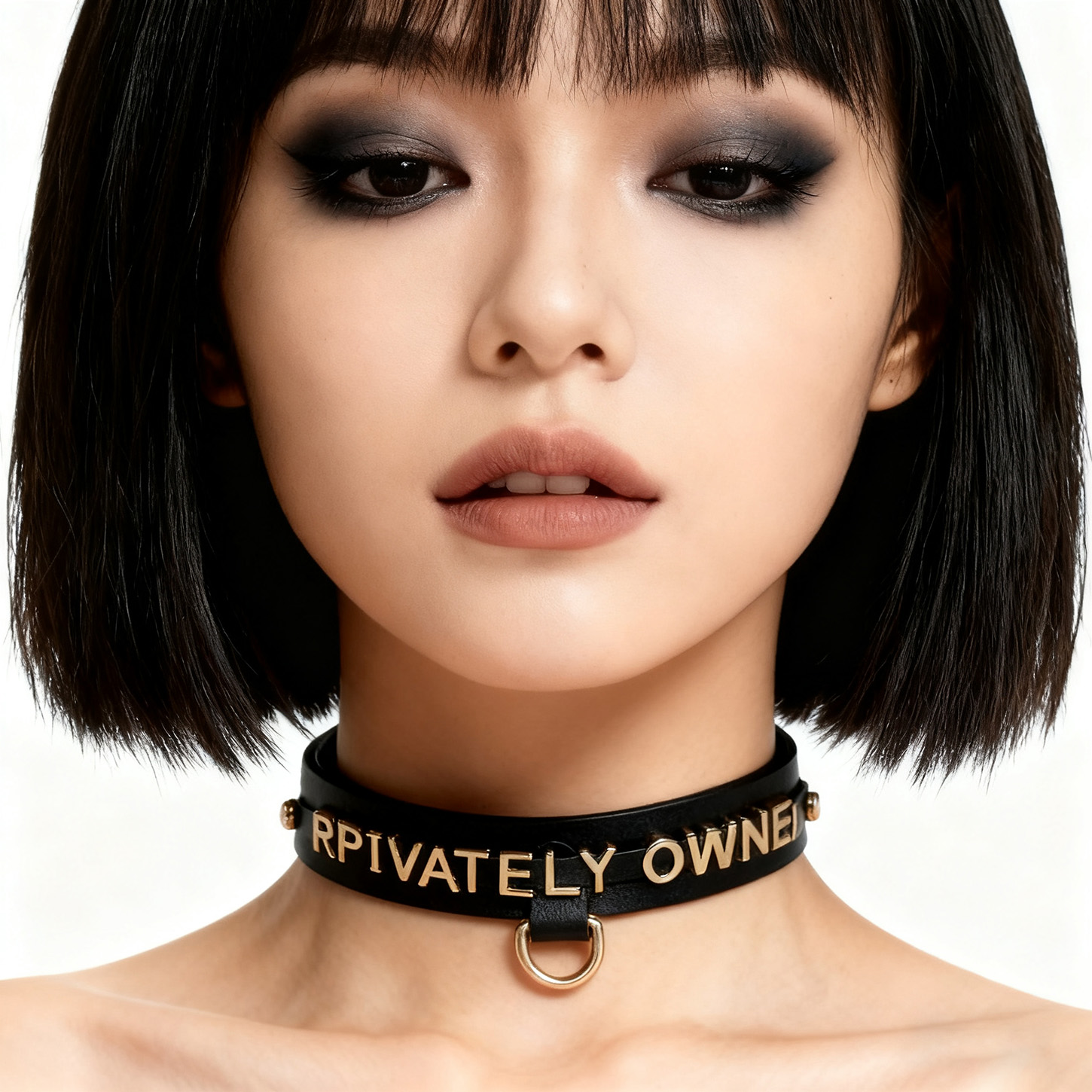 黑色皮质铃铛choker项圈