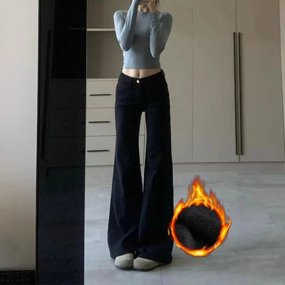 微喇裤长裤加厚牛仔布秋冬季包邮