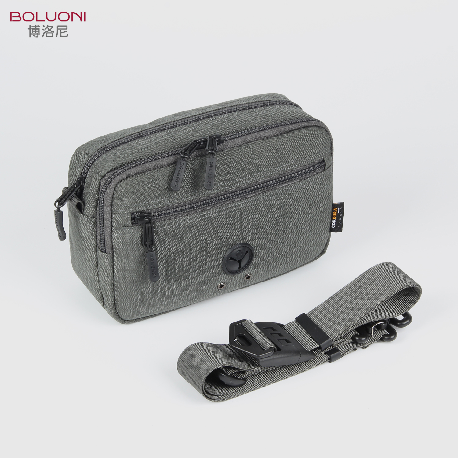 磁吸扣背带考杜拉单肩斜挎包男