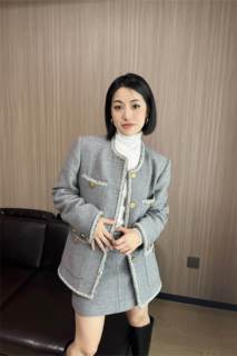 Yuki联名2022冬季新款小香风编织羊毛短大衣外套、套装包裙