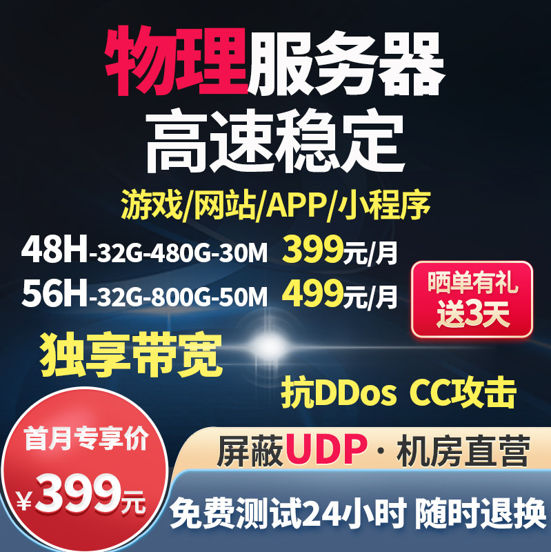 宁波服务器出租高防物理服务器租用无视UDP云服务器微端网站租赁