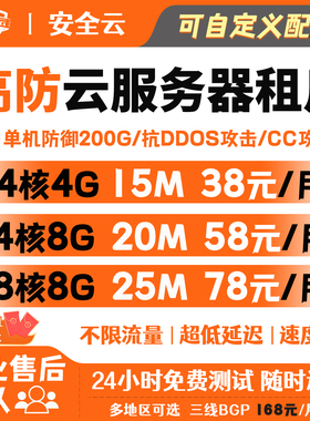 高防服务器租用三线BGP云主机物理机出租可搭建传奇游戏网站电商