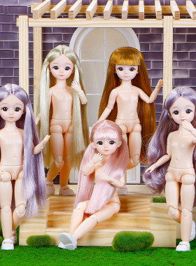 新品30厘米胖素体裸娃BJD6分手工改妆练妆20关节芭洋娃娃女孩玩具