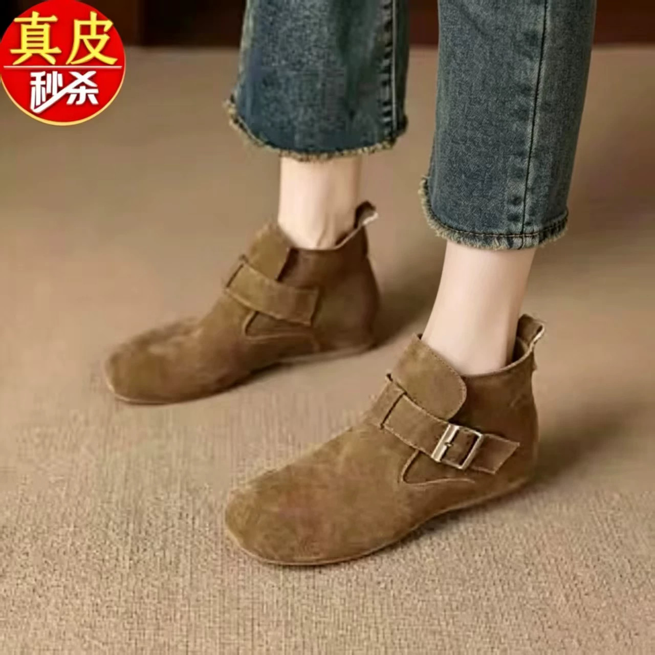 品牌勃肯短靴女2026年新款秋冬舒适马丁靴内增高及踝靴子百搭女鞋