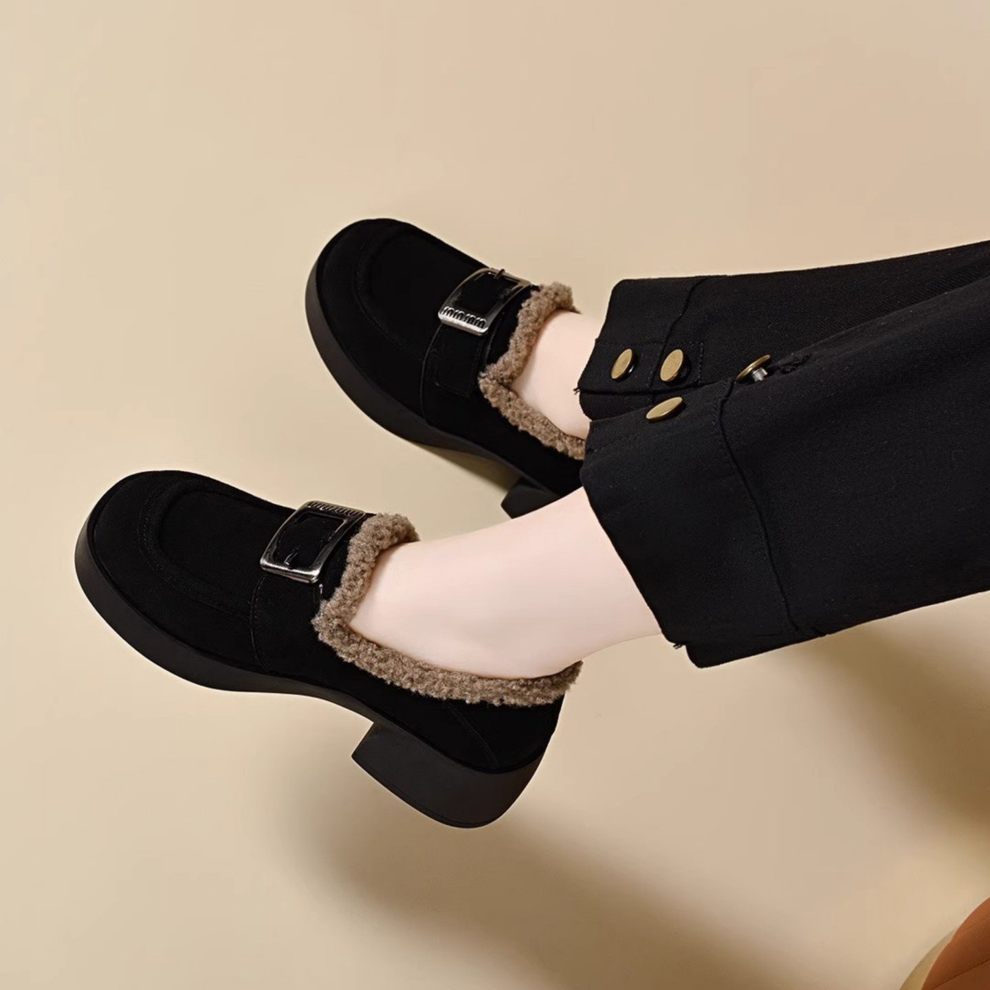 撤柜品牌女鞋厚底乐福鞋女加绒冬季保暖妈妈棉鞋中跟一脚蹬豆豆鞋,女鞋,乐福鞋（豆豆鞋）,淘宝优惠券,粉丝福利购,淘宝优惠卷