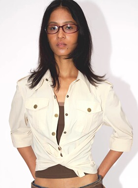 Undulate.Co 进口面料 猎装衬衣 微收腰 五分袖干练衬衫 短袖Tee