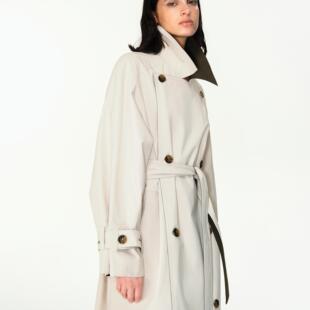 Undulate 立领廓形长风衣外套 防风防泼水双面穿