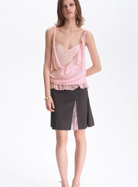 「新品」Undulate 条纹拼接蕾丝鱼尾裙