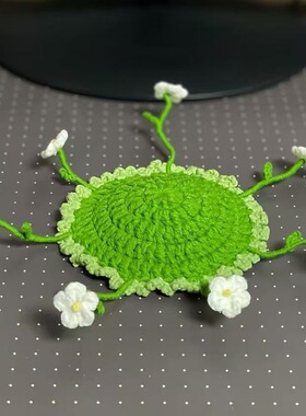 深绿毛线杯垫DIY材料包含教程