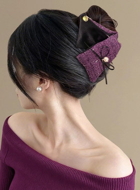 跨境2025新款撞色发夹秋冬三角夹子感小香风珍珠抓夹发饰品