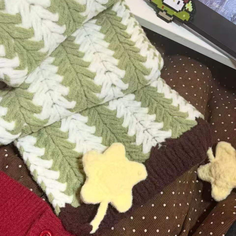 圣诞树围巾手工牛奶云朵棉毛线团