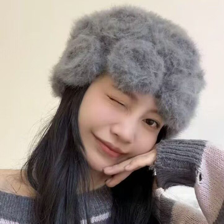 雪花纱山茶花帽毛绒闪线材料包