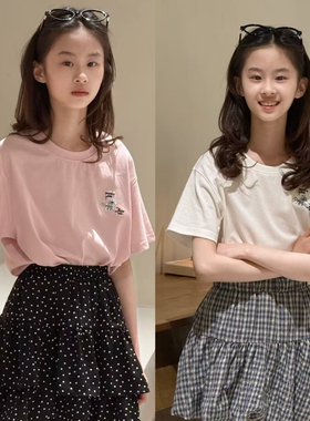 JASPER波拉韩国童装2026夏装女童短袖T恤中大童甜美上衣女孩半袖