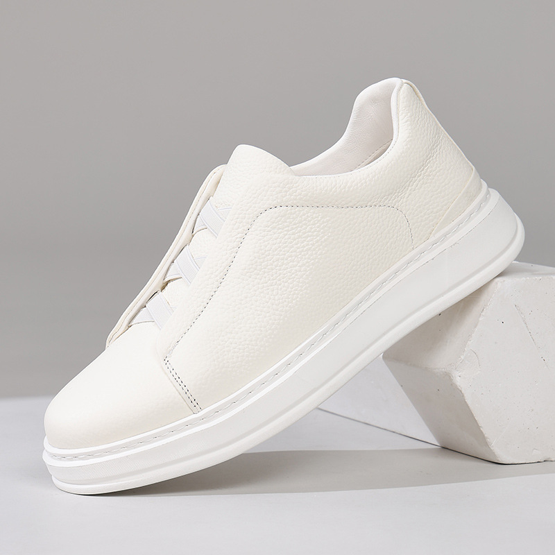 男鞋2025秋季新款真皮男士懒人一脚蹬休闲板鞋运动百搭小白鞋时尚